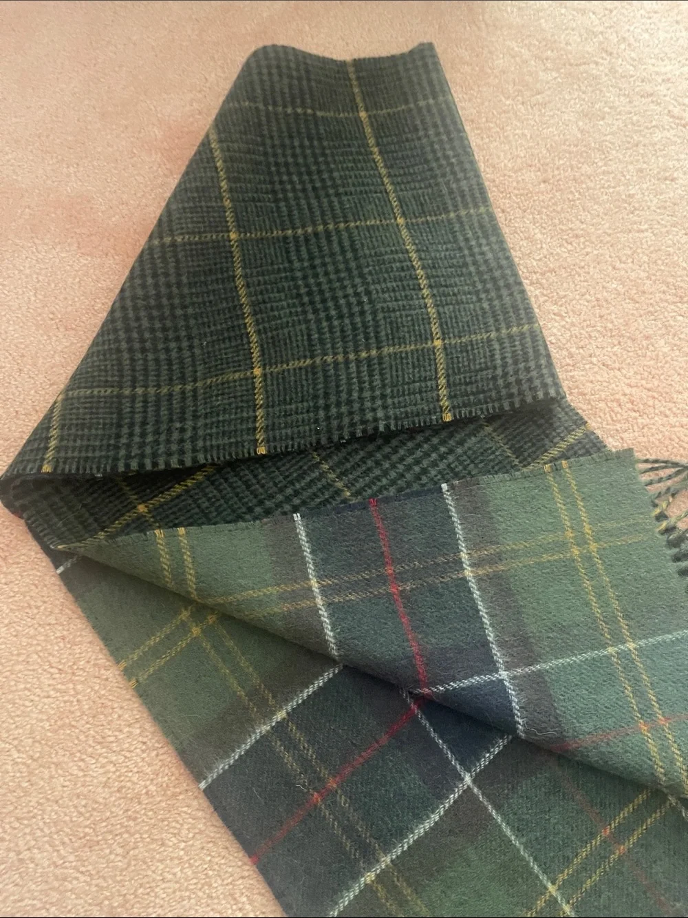 Barbour unisex Plaid Wool Scarf reversible new 100% Lamb wool